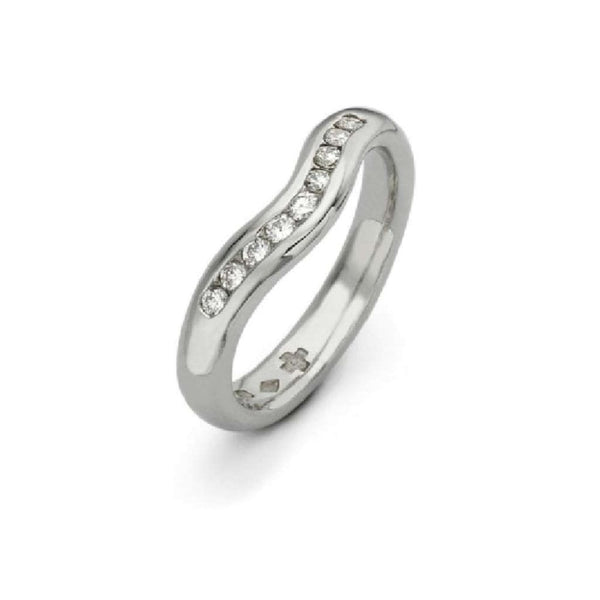 Finnies The Jewellers 18ct White Gold Diamond Shaped Wedding Ring