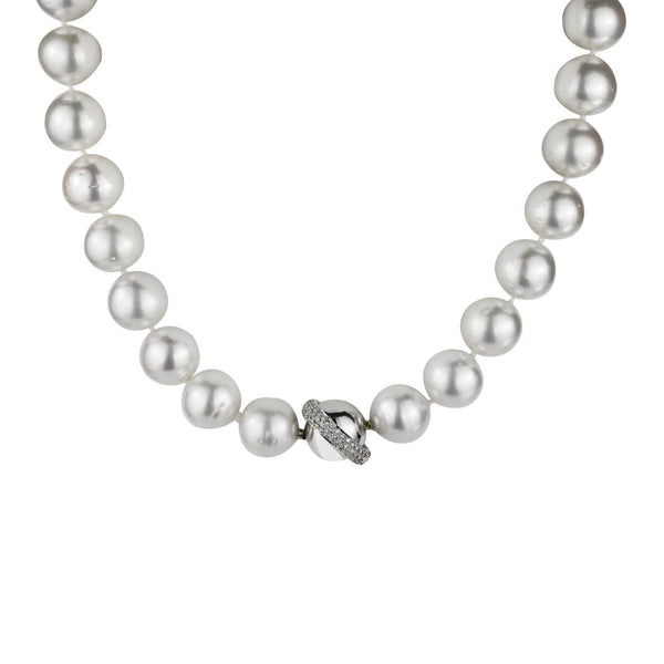 Finnies The Jewellers 18ct White Gold Diamond South Sea Pearl Necklet