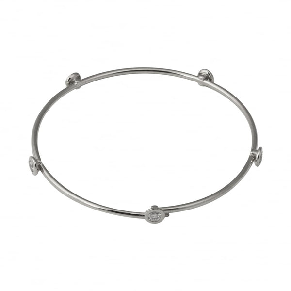 Finnies The Jewellers 18ct White Gold Diamond Sprung Bangle