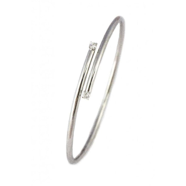 Finnies The Jewellers 18ct White Gold Diamond Sprung Torque Bangle 0.20ct