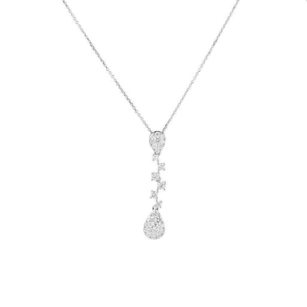 Finnies The Jewellers 18ct White Gold Diamond Teardrop Drop Pendant with 16