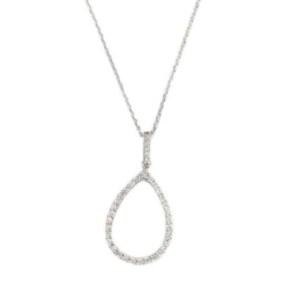 Finnies The Jewellers 18ct White Gold Diamond Teardrop Pendant & Chain