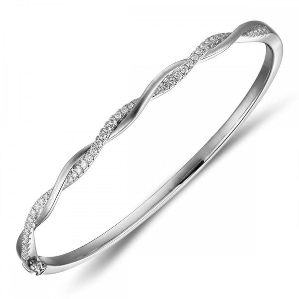 Finnies The Jewellers 18ct White Gold Diamond Twist Bangle
