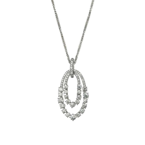 Finnies The Jewellers 18ct White Gold Double Diamond Open Oval Pendant With Chain