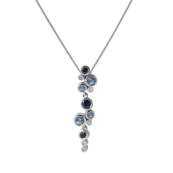 Finnies The Jewellers 18ct White Gold Drop Pendant with Blue Sapphire, Topaz & Diamond