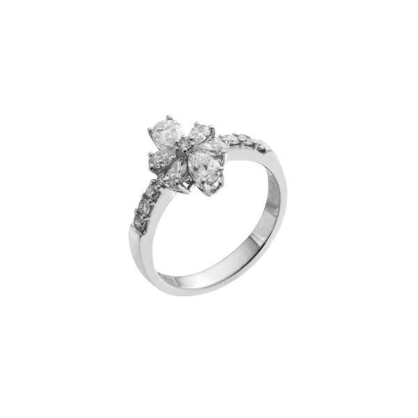 Finnies The Jewellers 18ct White Gold Flower Shaped Diamond Cluster Ring 0.95ct