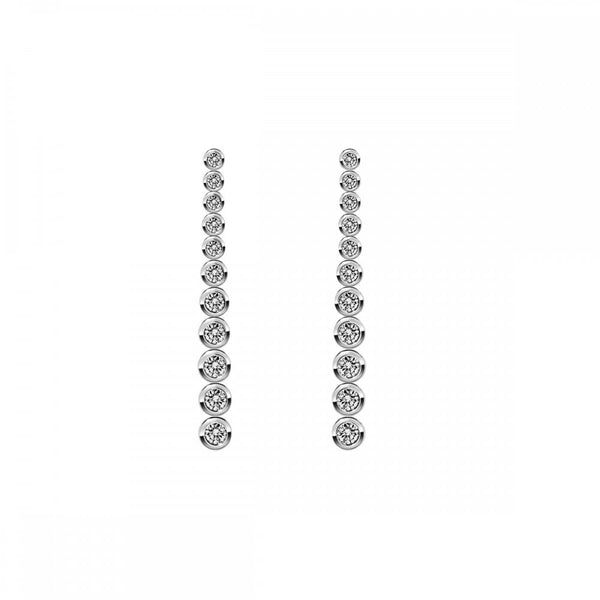 Finnies The Jewellers 18ct White Gold Graduated Diamond Drop Earrings 1.15ct