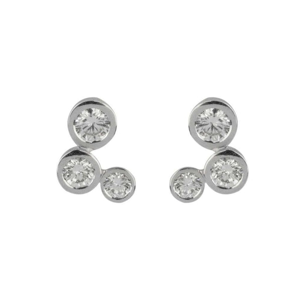 Finnies The Jewellers 18ct White Gold Graduated Diamond Droplet Stud Earrings 1.03ct