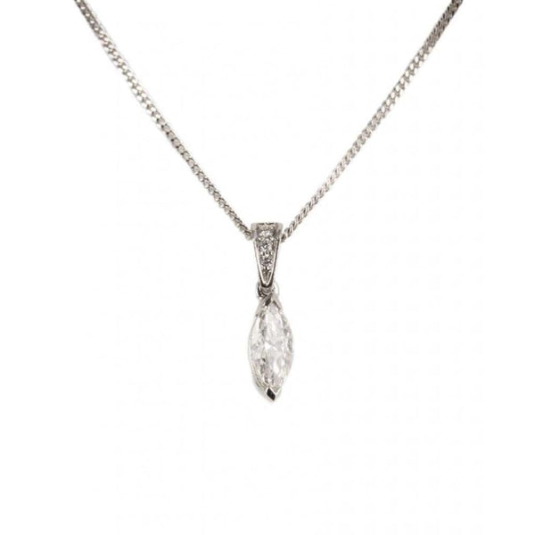 Finnies The Jewellers 18ct White Gold Marquise Shaped Diamond In Stirrup Pendant