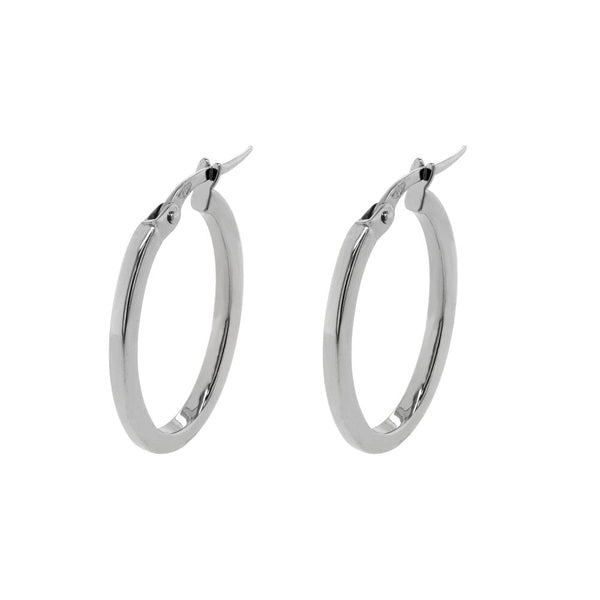 Finnies The Jewellers 18ct White Gold Medium Size Oval Hollow Hoop Earrings