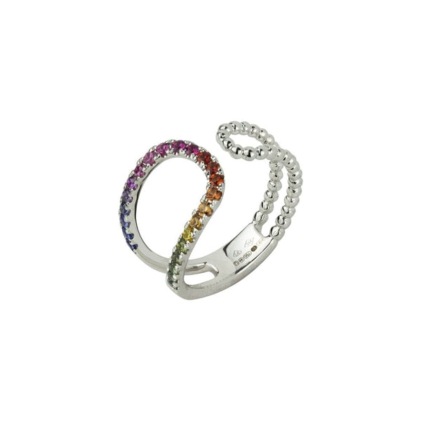 Finnies The Jewellers 18ct White Gold Multi Coloured Sapphire Dress Ring