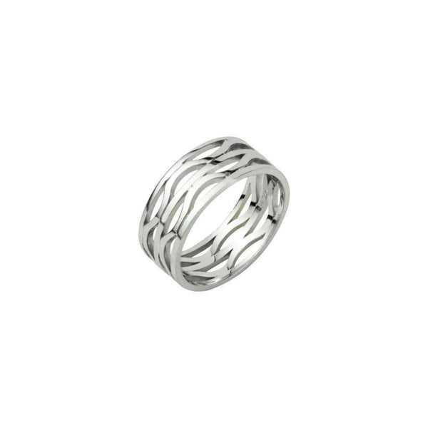 Finnies The Jewellers 18ct White Gold Open Wave Wedding 9mm Band