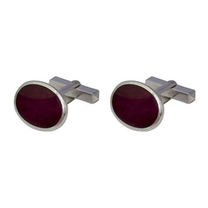 Finnies The Jewellers 18ct White Gold Oval Red Enamel Cufflinks