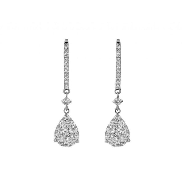 Finnies The Jewellers 18ct White Gold Pear Shape Diamond Drop Earrings