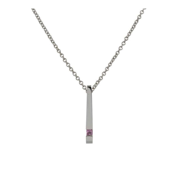 Finnies The Jewellers 18ct White Gold & Pink Sapphire Drop Pendant