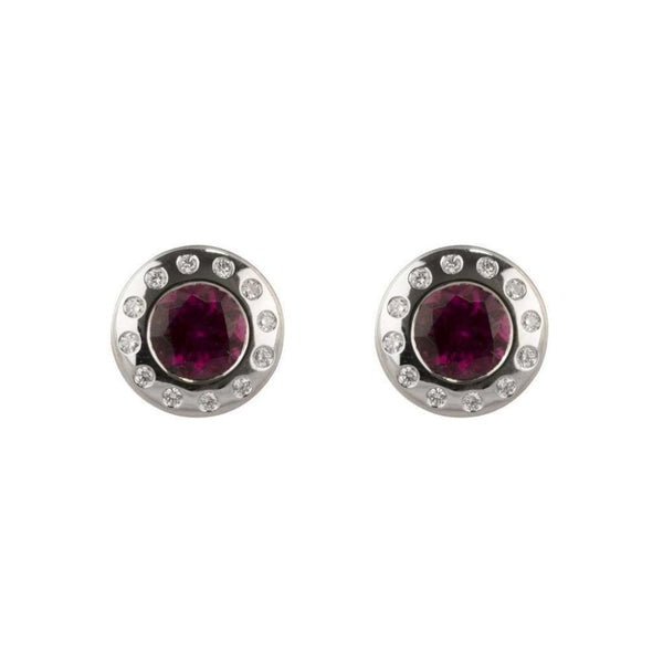 Finnies The Jewellers 18ct White Gold Pink Tourmaline and Diamond Stud Earrings
