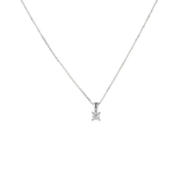Finnies The Jewellers 18ct White Gold Princess Cut Diamond Pendant 0.20ct