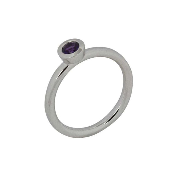 Finnies The Jewellers 18ct White Gold Round Amethyst Dress Ring