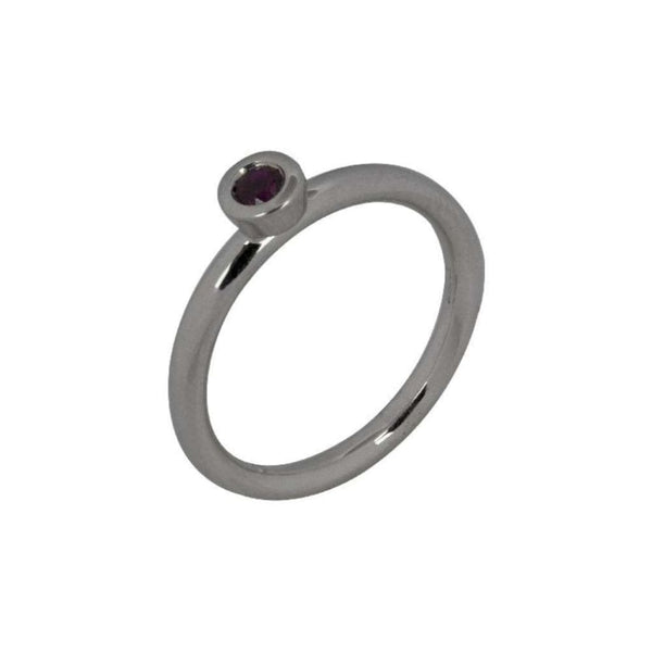 Finnies The Jewellers 18ct White Gold Round Ruby Rubover Set Dress Ring