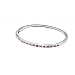 Finnies The Jewellers 18ct White Gold Ruby & Diamond Channel Set Hinge Bangle
