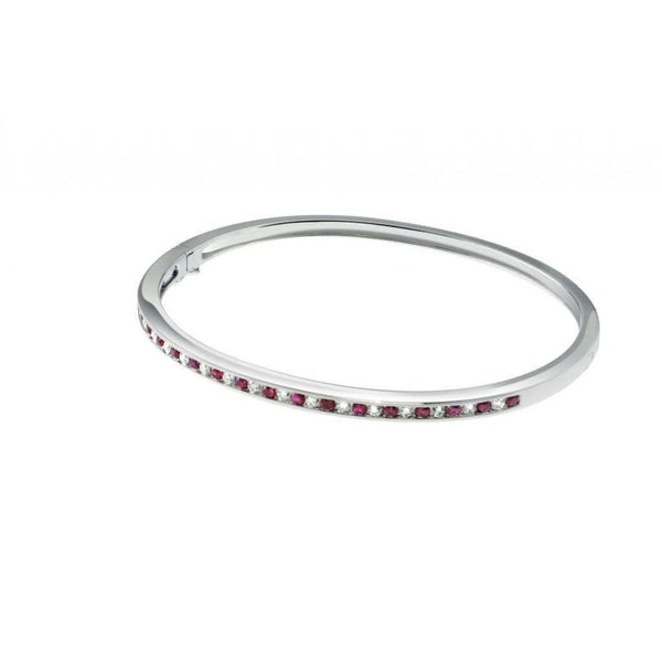Finnies The Jewellers 18ct White Gold Ruby & Diamond Channel Set Hinge Bangle
