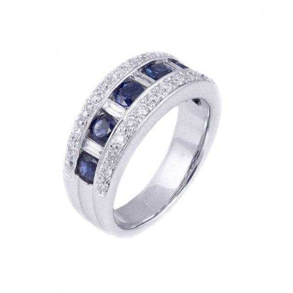 Finnies The Jewellers 18ct White Gold Sapphire and Diamond Three Row Dress Ring