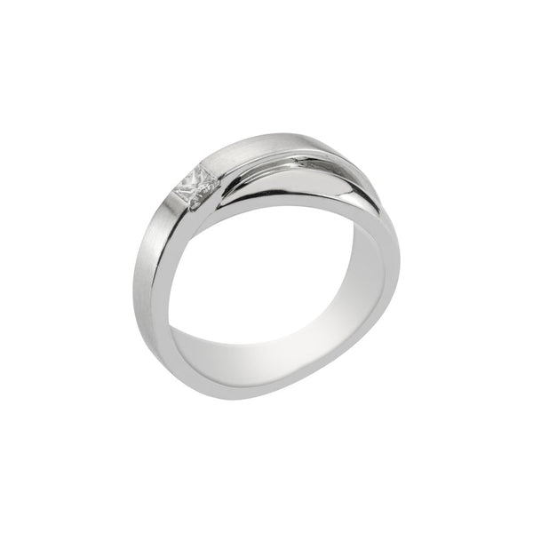 Finnies The Jewellers 18ct White Gold Satin & Polish Finish Diamond Set Ring