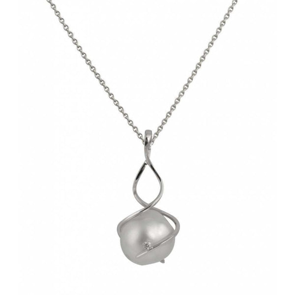 Finnies The Jewellers 18ct White Gold Single Diamond Large South Sea Pearl Pendant
