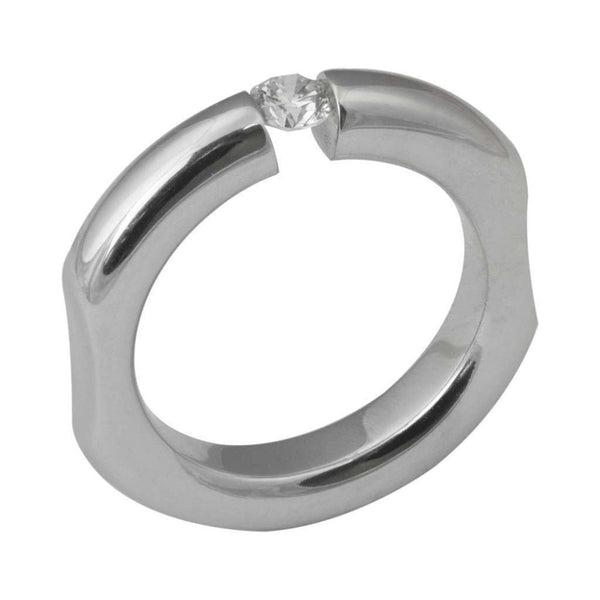 Finnies The Jewellers 18ct White Gold Single Stone Diamond Shaped Ring