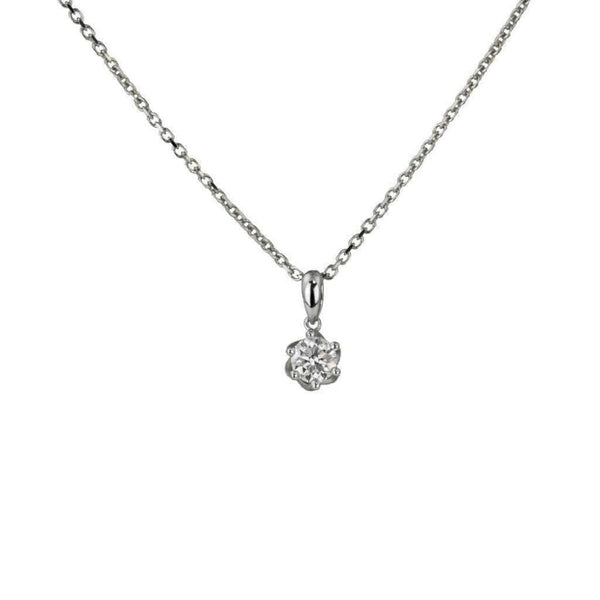 Finnies The Jewellers 18ct White Gold Solitaire Diamond Pendant with 16