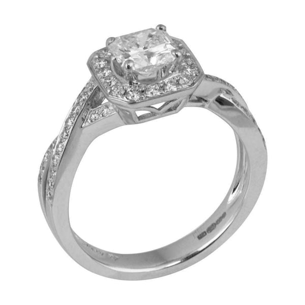 Finnies The Jewellers 18ct White Gold Solitaire Halo Diamond Ring