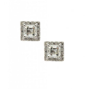 Finnies The Jewellers 18ct White Gold Square Diamond Stud Earrings 0.49ct