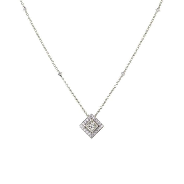 Finnies The Jewellers 18ct White Gold Square Halo Diamond Pendant