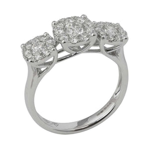 Finnies The Jewellers 18ct White Gold Three Halo Diamond Ring 1.0ct