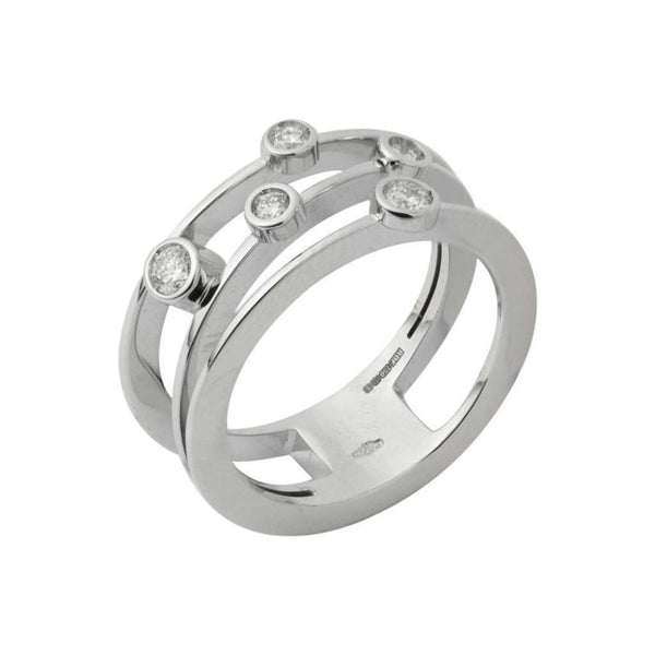 Finnies The Jewellers 18ct White Gold Three Row Diamond Dress Ring 0.20ct