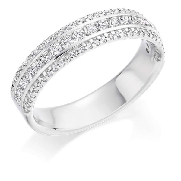 Finnies The Jewellers 18ct White Gold Three Row Diamond Eternity Ring