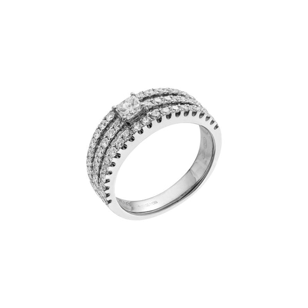Finnies The Jewellers 18ct White Gold Three Row Round Diamond Ring 0.81ct