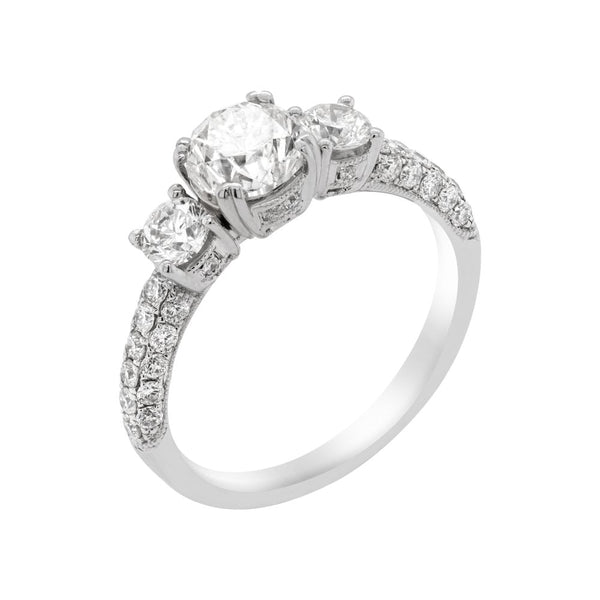 Finnies The Jewellers 18ct White Gold Three Stone Diamond Ring with Diamond Bezels