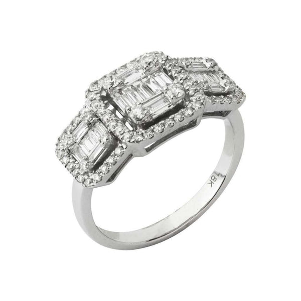 Finnies The Jewellers 18ct White Gold Three Stone Style Diamond Halo Ring 0.88ct