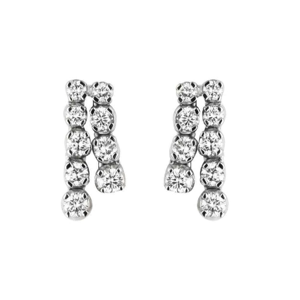 Finnies The Jewellers 18ct White Gold Two Row Diamond Drop Earrings 1.55ct