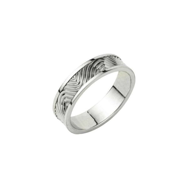 Finnies The Jewellers 18ct White Gold Wave Patterned 6mm Wedding Band