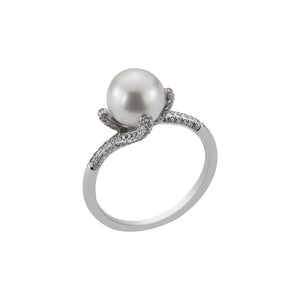 Finnies The Jewellers 18ct White Gold White Cultured Pearl Twist Dress Ring