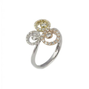 Finnies The Jewellers 18ct White, Rose & Yellow Gold Circle Dress Ring