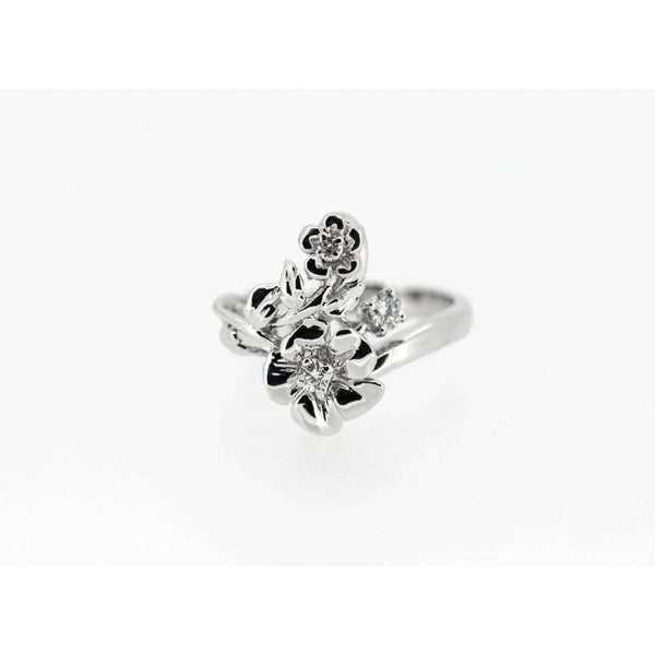 Finnies The Jewellers 18ct White Three Stone Diamond Floral Cluster Ring