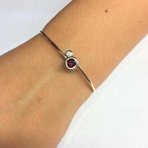 Finnies The Jewellers 18ct Yellow and White Gold Diamond and Ruby Sprung Torque Bangle