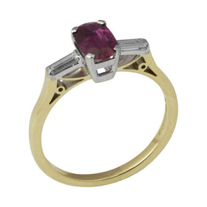 Finnies The Jewellers 18ct Yellow and White Gold Diamond and Ruby Three Stone Ring