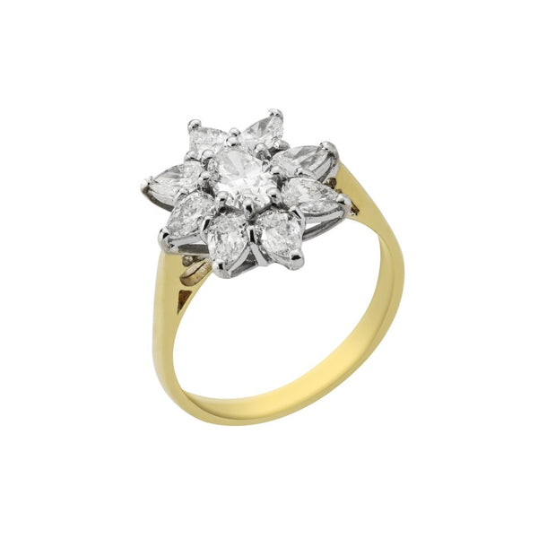Finnies The Jewellers 18ct Yellow and White Gold Diamond Cluster Ring 1.67ct