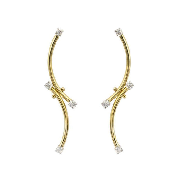 Finnies The Jewellers 18ct Yellow and White Gold Diamond Double Curve Bar Drop 0.54ct