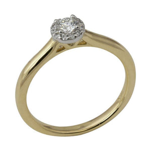 Finnies The Jewellers 18ct Yellow and White Gold Diamond Halo Ring