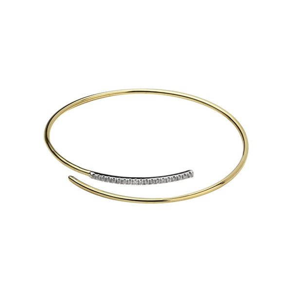 Finnies The Jewellers 18ct Yellow and White Gold Diamond Set Sprung Bangle 0.18ct